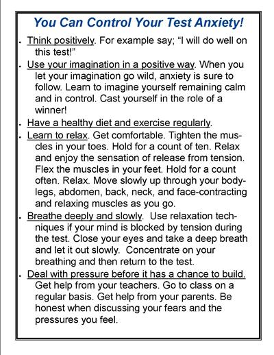 Worksheet Test Anxiety Worksheets academic support mca prep overview test anxiety tips